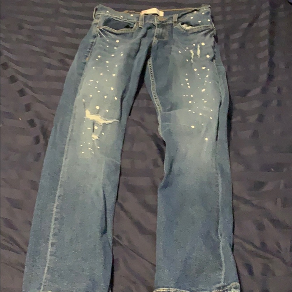 White speckled jeans